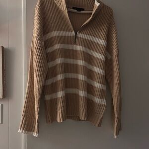 Tan and White Striped Sweater - sanctuary
Medium